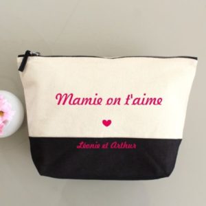 Trousse bicolore "Mamie on t'aime" personnalisable