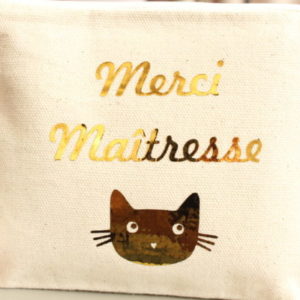 Trousse Pochette chat "MERCI maîtresse" personnalisable