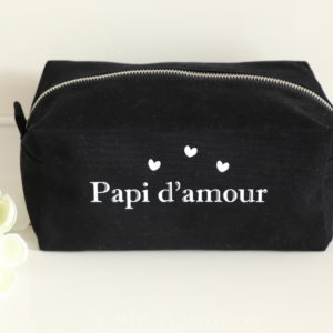 Trousse de toilette noire "Papi d'amour" personnalisable