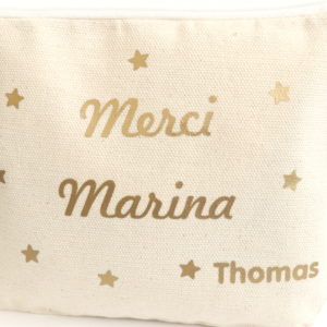 Trousse Pochette étoiles "MERCI" personnalisable