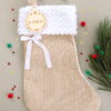 Botte chaussette de Noël prénom sur boule en bois couronne