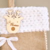 Botte chaussette de Noël avec renne en bois prénom